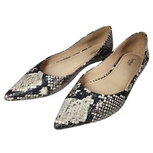 Botkier Annika Grey/Silver Snake Embossed Pointed Ballet Flats Size 7